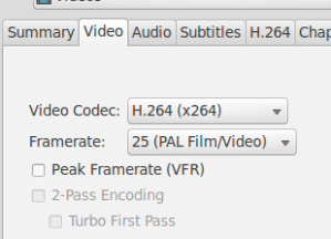 Handbrake Video options